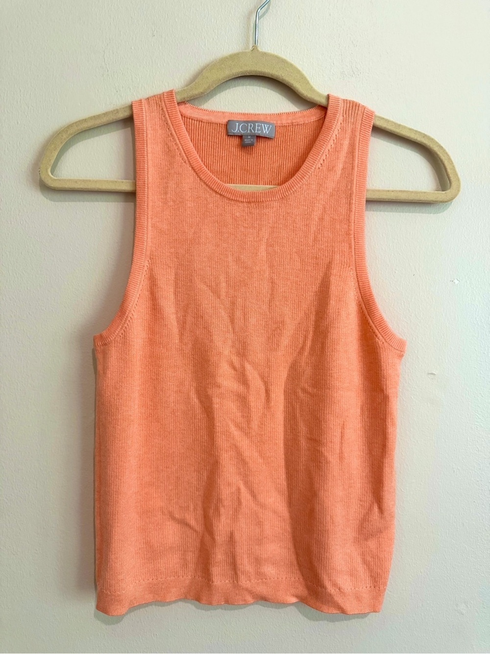 J.Crew Sweater Tank Orange Ribbed Silk Blend Style Preppy Summer Size M - Picture 2 of 9